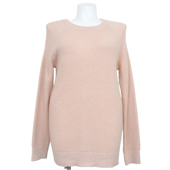 Mossimo Women's PLUS XXL Shaker Long Sleeve Pullover Crew Sweater Baby Pink - Picture 1 of 8